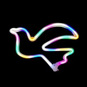 Top moda Pájaro animal estilo patrón luces decorativas tira flexible luz al aire libre RGB multicolor neón LED cuerda Luz