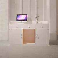 Bureau de réception moderne personnalisé en forme de U avec façade incurvée et éclairage LED pour spa, salon, boutique