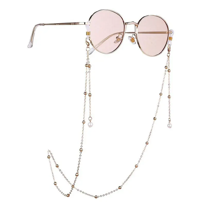 Occhiali da sole in lega placcata oro placcato con perline per occhi catena catena porta occhiali collana accessori per gli occhi da donna