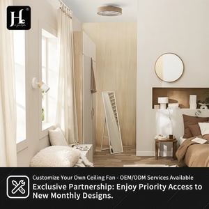 Modern <b>Ceiling</b> Fan <b>Light</b> LED Warm White 3500K Surface Mounted Wood Base Paper Cover for Living Room 220V - Product Image 2