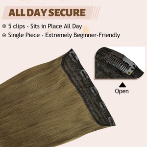 Extensiones de Cabello Humano con Clip, de una Sola Pieza, al por Mayor de Fábrica FH, Extensiones Rusas con 5 Clips - Product Image 3