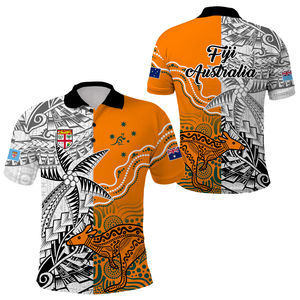 Fidji <span class=keywords><strong>Australie</strong></span> <span class=keywords><strong>Rugby</strong></span> <span class=keywords><strong>Polo</strong></span> personnalisé Polynésie Tapa indigène imprimé aborigène hommes à manches courtes chemises formelles - Product Image 1