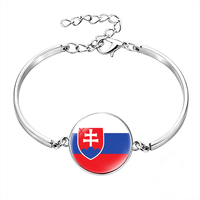 Bracelet personnalisé avec cabochon drapeau national du Sénégal, bracelet en métal avec pierre précieuse pour souvenir de voyage et cadeau de fête