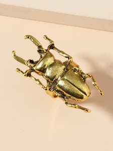 Anillos de moda de metal dorado vintage con diseño de cigaña y mariquita para mujer y hombre, joyería creativa de diseño de insectos con ajuste abierto para fiesta - Product Image 6