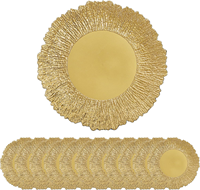 Lot de 50 assiettes de présentation en plastique réutilisables, dorées, robustes, de 13 pouces |    Assiettes en gros pour dîners, mariages, banquets et décorations de fêtes