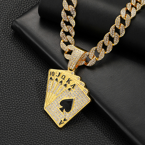 Fabricant de bijoux, pendentif poker serti de diamants, argent, or, diamants, collier hip hop pour hommes, breloques - Product Image 2