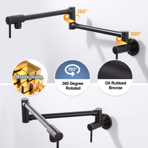 Aquacubic Brass Made Wall Mount có thể thu vào lỗ duy nhất dầu cọ xát Bronze nồi phụ với hai xử lý - Product Image 4