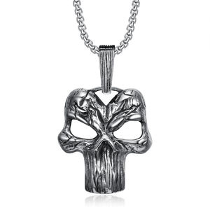 OEM ODM Biker Schmuck Retro Strafe Schädel Edelstahl Biker Anhänger Halskette Modeschmuck - Product Image 1