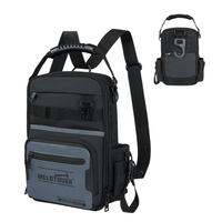Sac à outils MELOTOUGH pour hommes, 30 poches multi-rangements, sac à dos avec bretelles double forme, gris