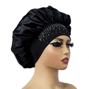 Gorro de satén sedoso con pedrería, gorro de seda casual para el cuidado del cabello, gorro de ducha, durag, gorro con diamantes para planchar, regalo promocional - Product Image 3