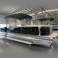 Bateau ponton sportif en aluminium soudé certifié CE de 7,5 m (25 pi) avec design de clôture en fibre de verre pour cuisine, plaisir et barbecue