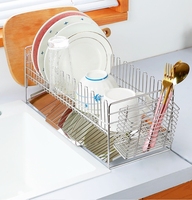 Organisateur de séchage de vaisselle et support de rangement pour évier en acier inoxydable