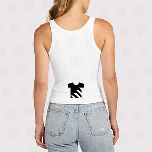 Débardeurs côtelés brodés pour femmes – T-shirts sans manches respirants et décontractés 100 % coton – Vêtements de sport pour femmes - Product Image 4