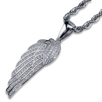 Collar con Colgante de Alas de Ángel, Joyería Hip Hop, Base de Latón, Chapado en Oro, Micro Pavé de Circonia Cúbica, Moderno, para Hombre y Mujer, Venta Caliente de Fábrica