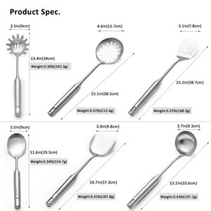 Ensemble d'ustensiles de cuisine en acier inoxydable 304, cuillère et spatule de cuisine en acier inoxydable, ensemble de sept ustensiles de cuisine - Product Image 4