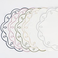 Serviettes en tissu brodé en coton et lin, rondes, 15 pouces, broderie festonnée, set de table, table à manger, cuisine, restaurant