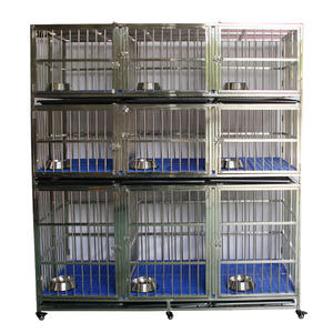 Cage pour chien pliante à motif solide à 3 couches et 9 portes grande enceinte pour animaux de compagnie avec roues palette de plateau en plastique solide en acier inoxydable - Product Image 2