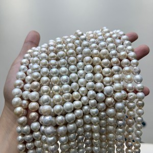 Toptan 8-11mm beyaz patates barok şekli doğal Edison inci kolye Strand kültür inci dizeleri hakiki inci - Product Image 3