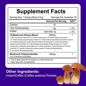 High Quality OEM Mushroom Coffee Powder 10 Mushroom <b>Blend</b> Support Immunity Energy Focus and Daily Wellness Coffee - Product Image 2