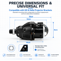 WD002 Vente en gros usine 6000K 12V H1H4H7H113 Phares Bi-LED Laser à lentille de projecteur pour mise à niveau des éclairages de voiture