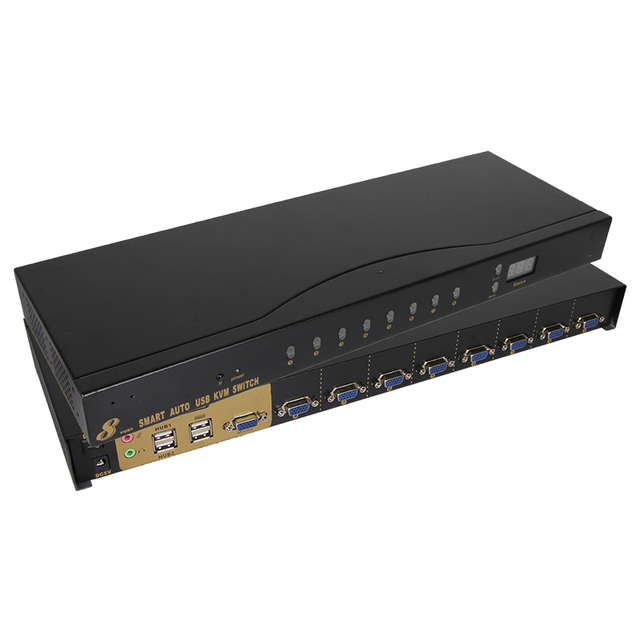 8 Port USB VGA KVM Switch 1080P 60Hz with Audio 8x1 VGA KVM Switcher Button/Hotkey/IR Remote Control