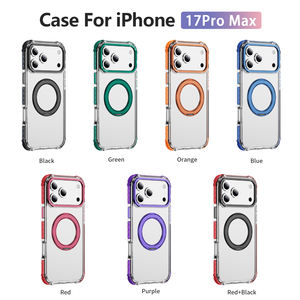 2025 nouveau design antichoc hautement transparent Tpu avec support d'engrenage magnétique anti-jaune Pc pour étui de téléphone portable IP17 Pro Max - Product Image 2