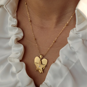 Collar de Acero Inoxidable 304 Chapado en Oro de 18K de Moda, con Colgante de Estrella y Corazón de Circonita, Diseño Electrochapado para Mujer, Accesorios de Moda - Product Image 3