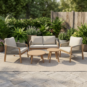 Luxury Contemporary Foldable Acacia Wood Eco-friendly Teak Wood Frame Outdoor Furniture Set Garden Sofa Dining <b>Table</b> <b>Chair</b> for - Product Image 1