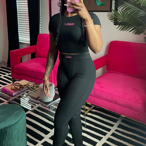 Primavera 2025 Moda Donna Set da 2 Pezzi <span class=keywords><strong>Abbigliamento</strong></span> Sportivo da Donna T-Shirt Coordinata Set da Donna Taglie Forti <span class=keywords><strong>Abbigliamento</strong></span> Fitness Set da Casa - Product Image 3