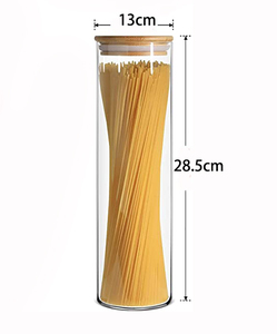 Set Van 3 Glazen Pantry Opslag <span class=keywords><strong>Container</strong></span> Voor Noedels Spaghetti <span class=keywords><strong>Pasta</strong></span> Opslag <span class=keywords><strong>Container</strong></span> Met Deksel Tall Helder Luchtdicht Voedsel - Product Image 6