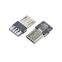 Conector Micro-USB Tipo B Macho de 5 Pines para Soldar con Pines Delanteros y Traseros y Conector para Micrófono