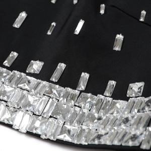 High Quality Formal Set Supplier Luxury <strong>Crystal</strong> Women Two Piece Set Elegant Black Long Sleeve <strong>Top</strong> Skirt Formal Evening Party Set - Product Image 4