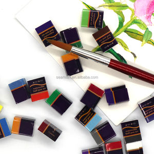Bloc d'<span class=keywords><strong>aquarelle</strong></span> à demi-casserole individuelle 24 couleurs, couleur unie, étiquette d'emballage de personnalisation OEM - Product Image 5