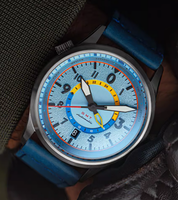 Montres mécaniques en acier pour hommes, design d'usine et personnalisation par lots, avec affichage 24 heures GMT, calendrier similaire et luminescence, pour marque privée