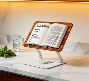 Support pliable pour ordinateur <span class=keywords><strong>portable</strong></span> et lecture de livres, en bois, avec rotation à 360°, angle et hauteur réglables, et pince de fixation - Product Image 5