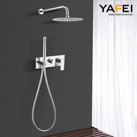Robinet thermostatique moderne à poignée unique Système de douche mural en laiton avec jet de pluie à main pour appartements et villas