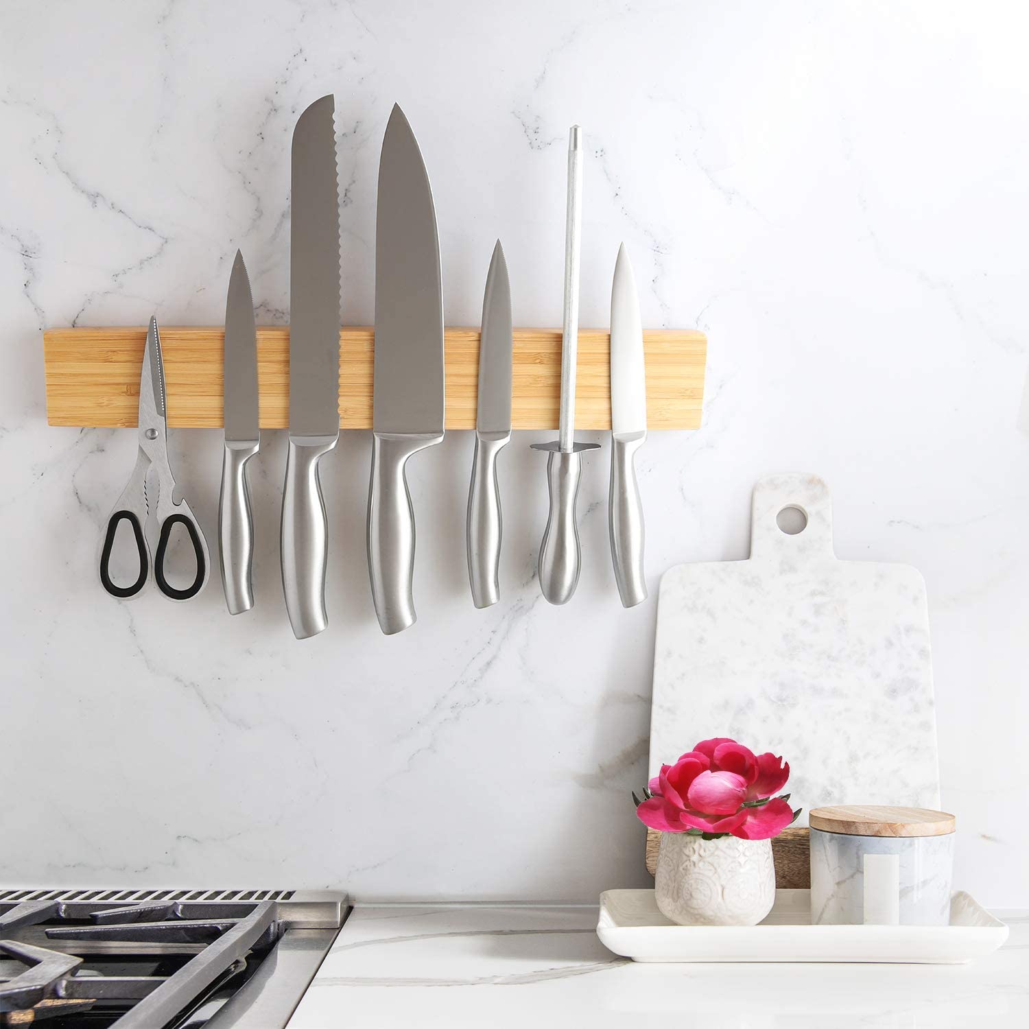 16 Inch Bamboo Wood Professional magnetic knife holder magnetic knife strip for wall mount