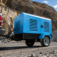 Compresseur d'air diesel à vis avec bloc frigorifique, sur roues, portable, monté sur remorque, pour la construction de pipelines et les travaux lourds