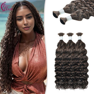 FH 12A <span class=keywords><strong>Cheveux</strong></span> humains bouclés italiens en vrac pour tresses bohèmes, sans trame, fournisseur de <span class=keywords><strong>cheveux</strong></span> indiens vierges # 2 mèches de <span class=keywords><strong>cheveux</strong></span> humains à tresser brun <span class=keywords><strong>foncé</strong></span> 100g - Product Image 1
