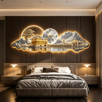 Horloge murale LED en porcelaine de cristal du Temple d'Or Sikh, silencieuse, à quartz, décoration murale artistique pour salon, chambre, hôtel, maison