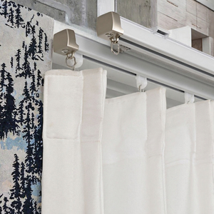 Toàn cầu bán chạy nhất ODM im lặng đôi nhôm Trần Rèm theo dõi uốn cong L-U Hình dạng đường ray với Rèm cực & phụ kiện - Product Image 3