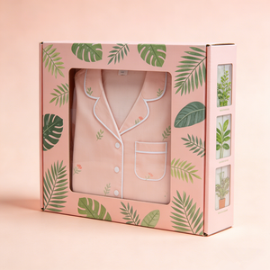กล่องไปรษณีย์สำหรับจัดส่งชุดนอนสไตล์รีสอร์ทชายหาดสีชมพู ทำจากกระดาษคราฟท์คุณภาพสูง - Product Image 1