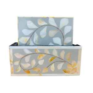 Handmade Square Mother of Pearl Walnut <b>Coasters</b> <b>Set</b> <b>with</b> <b>Holder</b> Luxury Drink Mats for Home & Office Table Decor - Product Image 2