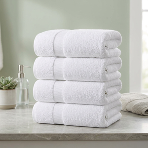 Ensemble de serviettes de bain en coton bio blanc, écologiques, couleur unie, rectangulaires, tissées, séchage rapide, douces pour la peau, plage, adulte - Product Image 1