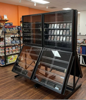 Vitrine de présentation de cartes gradées à 2 niveaux verrouillable avec éclairage LED, présentoir autoportant pour cartes à collectionner TCG pour magasin de détail