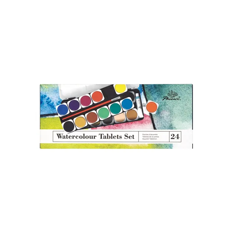 مجموعة أقراص ملونة من الفينيق 24 لونًا 30 × 4 مم ستوديو درجة جيدة وغير سامة محمولة للمياه الصلبة