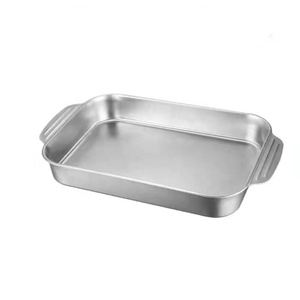 Khay đựng thức ăn hình chữ nhật bằng thép không gỉ kiểu Hàn Quốc 33x19cm, khay nướng BBQ sâu lòng dùng cho nhà hàng khách sạn - Product Image 2