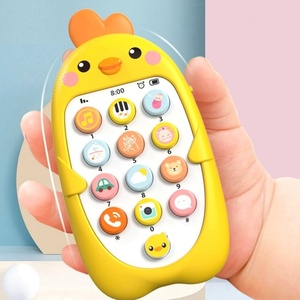 Téléphone portable éducatif pour l'apprentissage précoce, jouet à mordre, modèle de téléphone en forme de poulet, bilingue chinois-anglais, en plastique, à piles - Product Image 1