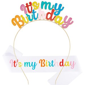Set Completo Compleanno Donna: Fascia 'È il Mio Compleanno', Cerchietto, Corona Tiara, Decorazioni e Regali per Feste di Compleanno - Product Image 1