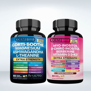 Doğrudan fabrika kaynağı TikTok sıcak satış ashashandha magnezyum + Inositol <span class=keywords><strong>d</strong></span>-chiro-inositol kapsüller yetişkinler için D3 K2 vitamini - Product Image 1